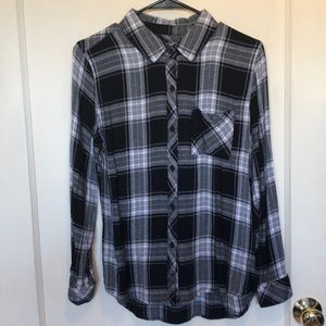 Rails black/white/gray flannel button down